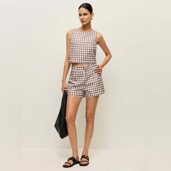 Commense Dresses & Skirts - Commense Checkerboard Sleeveless Crop Top With Shorts Set